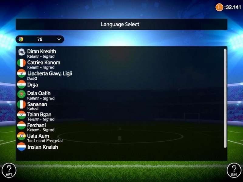 Indian Rugby Legends: The Game Language Options Language selection screen in Indian Rugby Legends: The Game showing various Indian language options