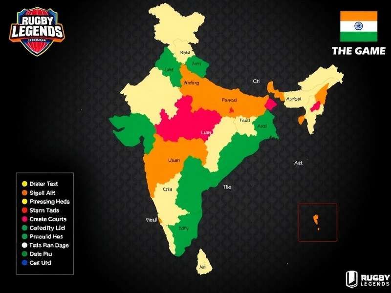 Indian Rugby Legends: The Game Player Distribution Player distribution map of Indian Rugby Legends: The Game showing popularity across different Indian states